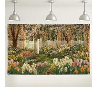 Fondo de pared floral de jardín, coloridas decoraciones de fiesta de primavera, hermosa escena natural para eventos de fotografía, ideal para bodas y reuniones al aire libre, 71 x 43 pulgadas
