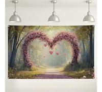 Fondo de pared floral en forma de corazón, decoración romántica de flores de melocotón para bodas, fondo de fotografía para interiores y exteriores, para fiesta del día de San Valentín, 71 x 43