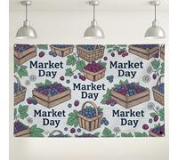 Fondo de pared floral para día de mercado, decoración rústica de cesta de bayas, fondo colorido para fotografía de interiores y exteriores, para eventos, suministros de celebración de primavera y