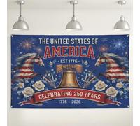 Fondo de pared patriótico de América, diseño vintage de caballos y campanas, decoraciones florales azules y rojas, 4 de julio, fondo de fotografía para interiores y exteriores, 71 x 43 pulgadas