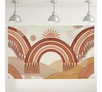 Fondo de pared retro de arco iris, fondo de fotografía bohemio elegante, tonos tierra cálidos para interiores y exteriores, decoración de fiesta para eventos, decoraciones temáticas de otoño, 71 x 43