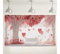 Fondo de pared romántico con árbol de corazón, fondo de fotografía floral vintage de melocotón, decoración temática de amor para fiestas del día de San Valentín, eventos en interiores y exteriores, 71