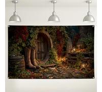 Fondo de pared rústico de cuento de hadas, decoración vintage de bosque, acogedor fondo de fotografía para interiores y exteriores, para eventos, decoración de fiesta de temporada de otoño, 71 x 43