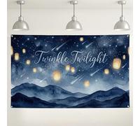 Fondo de pared Twinkle Twilight, farol de noche estrellada, decoración de fiesta temática, fondo azul para interiores y exteriores, fondo de fotografía para eventos y celebraciones, 71 x 43 pulgadas