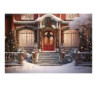 Fondo de Patio de Navidad 300x250cm Árbol de Navidad Escaleras Nevadas Fondo de fotografía de Patio Arquitectura Vintage Fondo de año Nuevo Niños Adultos Retrato Accesorios de fotografía
