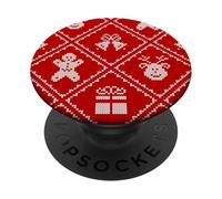 Fondo de patrón gráfico de impresión de Navidad de Punto Rojo y Blanco PopSockets PopGrip Adhesivo