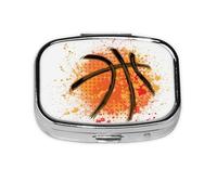 Fondo de pintura abstracta naranja de baloncesto, pastillero con 2 compartimentos, organizador portátil