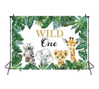 Fondo de primer cumpleaños con animales de la selva, lienzo fotográfico para eventos inolvidables, fondo de fotografía de vinilo económico,
