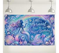 Fondo de sirena bajo el mar, decoraciones temáticas mágicas del océano para fiesta de cumpleaños, fondo de fotografía de fantasía colorido para eventos en interiores y exteriores, 71 x 43 pulgadas