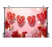 Fondo de tela para el Día de San Valentín de 210 x 150 cm con decoración floral de amor, fondos multifuncionales para fotografía, D