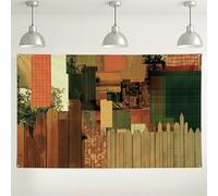 Fondo de valla de madera rústica, fondo de fotos con patrón de retazos vintage, ideal para fiestas en el jardín y celebraciones de temporada, 71 x 43 pulgadas