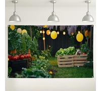 Fondo de vegetales de jardín, fondo rústico de fotografía de naturaleza, decoración divertida de fiesta para reuniones de primavera y verano, perfecto para eventos temáticos de cumpleaños de niños, 71
