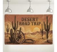 Fondo de viaje por carretera al desierto, decoración de fiesta de paisaje de cactus vintage, fondo rústico de fotografía de color cálido para eventos, suministros de cabina de verano al aire libre, 71