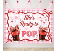 Fondo Decorativo para Baby Shower She's Ready to Pop para el próximo Evento. Decoraciones para Baby Shower Ready to Pop, Ideal para Fiestas de futuras mamás, fotomatón y decoración de Fiestas