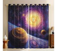 Fondo Espacial Cortinas Opacas Nebulosa Colorida del Cielo Estrellado 2 Paneles 70An x 160Al cm Térmicas Aislantes Frío y Calor, Dormitorio, Salón, Oficina y Habitación Infantil