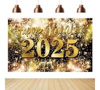 Fondo Feliz Año Nuevo - para Photomaton, Decoración de Fiesta de Año Nuevo - Fondo para Fotos de Año Nuevo, Banderas Elegantes que no se descoloran para Año Nuevo