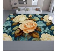 Fondo Floral Alfombras para Sala de Estar 50 x 80 cm, Alfombra Antideslizante Lavable de Pelo Corto, Suave y Duradera para Sala Dormitorio y Oficina Multicolor