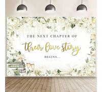 Fondo floral blanco para bodas, Comienza el siguiente capítulo de su historia de amor, Fondo para fotografía, Libro de flores, Decoración para