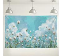 Fondo floral de prado, decoración de fiesta con patrón de flores de acuarela para eventos en interiores y exteriores, fondo de fotos de primavera/verano para celebraciones, 71 x 43 pulgadas