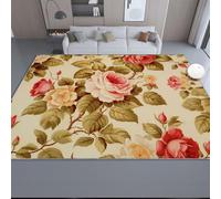 Fondo Floral Retro Alfombra, Multicolor Alfombra de Franela Suave, Antideslizante y Lavable para Sala de Estar, Dormitorio y habitación Infantil 40 x 60 cm