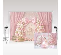 Fondo fotográfico Kate de 3x2m/10x6.5pies diseño de Castillo Rosa con Globos Arco carruaje de Princesa decoración para Fiesta Pancarta Fondo para Fotos de bebés niñas cumpleaños Tarta de Smash