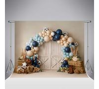 Fondo fotográfico Kate Western Cowboy Balloon Arch 10x10ft/3x3m con Puerta de Granero rústica Blanca para Baby Shower Primer cumpleaños sesión de Fotos con temática Vaquera de Fiesta de Granja