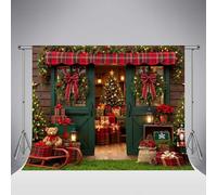 Fondo Fotográfico Navidad Kate Cabaña Rústica Porche Trineo Luces Árbol Navideño 10x6.5ft/3x2m Cascanueces Invierno Vacaciones Año Nuevo Decoraciones Fiesta Banderola Props Estudio Foto