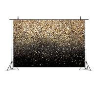 Fondo fotográfico para ocasiones especiales, fondo abstracto vintage en negro y dorado con foco de luz de lentejuelas degradadas, vinilo con puntos