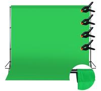 Fondo Fotográfico Verde, 3M x 3M Fondos Fotográficos Greenscreen, Tela de Fondo de Color Puro con 4 Clips de Sujeción, Adecuado para Fotografía, Transmisiones en Vivo y Grabaciones de Televisión