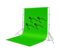 Fondo fotográfico verde croma de 6x9 pies con soportes para pinzas.