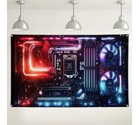 Fondo futurista de placa de circuito, fondo de fotografía con patrón de neón tecnológico, hardware de computadora para interiores y exteriores, decoración para fiestas, eventos, configuración de