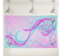 Fondo futurista de sueños retro, fondo de fotografía con patrón de estrella de remolino, colorido azul melocotón, decoraciones divertidas de fiesta para eventos en interiores y exteriores, 71 x 43