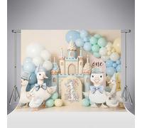 Fondo Kate Cute Goose Castle de 8x8ft/2 5x2 5m con Arco de Globos Azul y Verde Pastel para Fotos de Primer cumpleaños y Accesorios para sesiones de Fotos de bebés