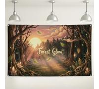 Fondo luminoso de bosque, fondo de fotografía de escena de naturaleza encantada, colores terrosos cálidos para eventos en interiores y exteriores, decoraciones de fiesta de otoño de 71 x 43 pulgadas