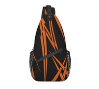 Fondo Naranja y Negro Sling Mochila Crossbody Chest Bag Daypack para Viajes de Senderismo
