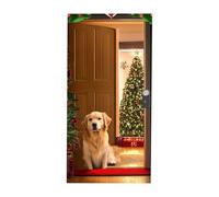 Fondo Navideño - 213x91cm Navideño de Papá Noel con Figura de Perro - Decoraciones Navideñas para la Pared,Para Fotografía De Familia Celebración De La Navidad Fiesta Cumpleaños Puerta Del Hogar Chime