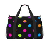 Fondo Negro con círculos de Colores,Bolsas Deportivas, Bolsos de Viaje Deportivos Cruzados de Mano, Bolsas de Viaje de Gran Capacidad para Mujeres y Hombres.