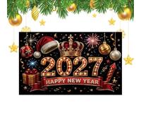 Fondo para Cabina de Fotos de Año Nuevo Pancarta de Cuenta Atrás 2027 | Telón de Fondo Año Nuevo Para Hogar Familia Reunión Celebración En Interiores Decoración A