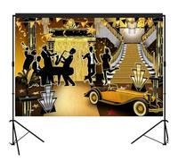 Fondo para fotografía de fiesta de jazz Gatsby de los años 20, 2.1 x 1.5 m, accesorios para cabina de fotos