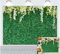 Fondo para fotografía de pared de hojas verdes con hojas verdes y flores blancas, fondo de fotografía para bodas, despedidas de soltera, suministros para estudio de fotos de 1,8 x 1,2