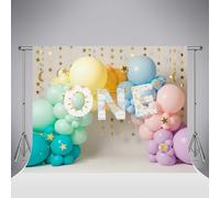 Fondo para Fotos de Primer cumpleaños con Arco de Globos Coloridos Kate One de 10x6 5ft/3x2m con Estrellas y Lunas Accesorios para sesiones de Fotos de bebés