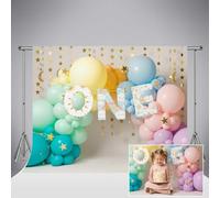 Fondo para Fotos de Primer cumpleaños con Arco de Globos Coloridos Kate One de 8x8ft/2 5x2 5m con Estrellas y Lunas Accesorios para sesiones de Fotos de bebés