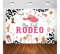 Fondo para mi primera fiesta de rodeo, decoración de cumpleaños de vaquero y vaquera del oeste, pancarta fotográfica de cactus de rodeo del