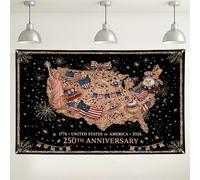 Fondo patriótico de mapa de Estados Unidos, fondo negro de estilo vintage con elementos rojos, blancos y azules, decoración de celebración del 250 aniversario para eventos en interiores y exteriores
