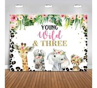Fondo personalizado de 7x5 pies con estampado floral rosa de leopardo estilo safari para cumpleaños, compatible con el tema Young Wild & Free,