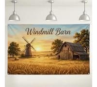 Fondo rústico de granero Winnowing, fondo de fotografía de paisaje vintage de granja, decoración de otoño para fiestas, eventos en interiores y exteriores, 71 x 43 pulgadas