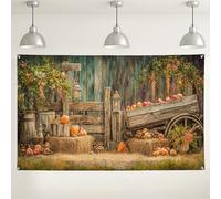 Fondo rústico de otoño de granja, fondo de fotografía temática de cosecha de otoño, encantadora decoración vintage para festivales, Acción de Gracias y eventos de temporada, 71 x 43 pulgadas
