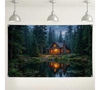 Fondo rústico de pared de cabaña, fondo de fotografía vintage de paisaje bosque, escena natural marrón acogedora para eventos en interiores y exteriores, decoración de otoño de 71 x 43 pulgadas