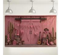 Fondo rústico vintage con diseño de cactus de melocotón, fondo decorativo de corazón para fotografía, ideal para cumpleaños, bodas, celebraciones de baby shower, 71 x 43 pulgadas