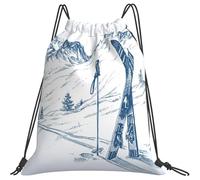 Fondo Sci, Montagne Nella Stagione Invernale Hombres Mujer Cordón Bolsa Impermeable Mochila Con Cordón Cómodo Mochila De Cuerdas Para Escolar Yoga Deportivo